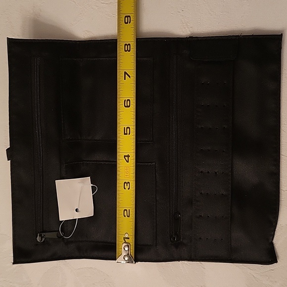 NEW Faux Leather Jewelry Wrap/Travel Case! Black with Silver K Monogram - Picture 9 of 10